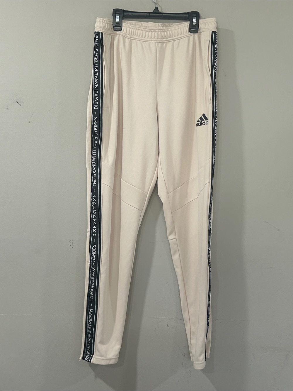 adidas Cream Track Joggers with Black Side Stripes